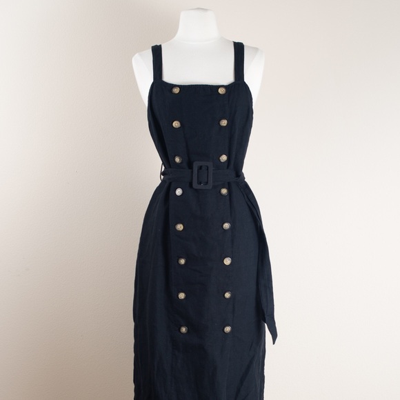topshop black linen dress